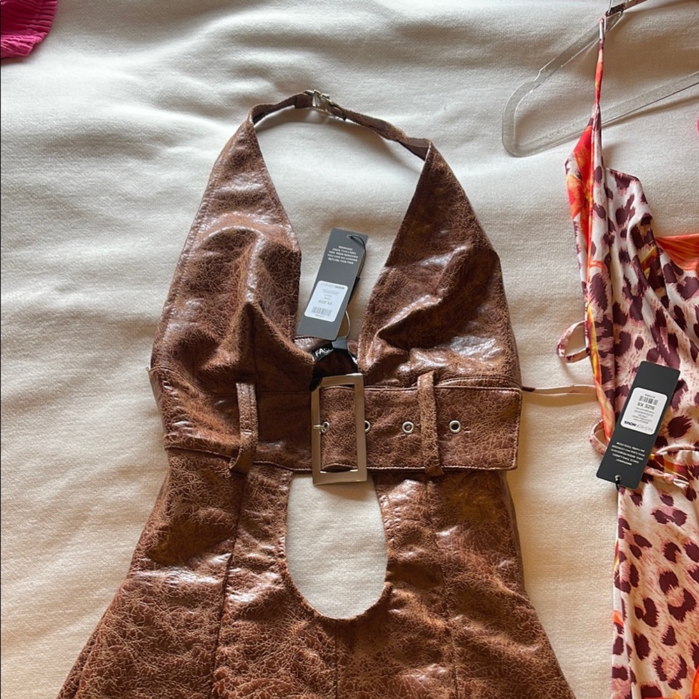 Fashion Nova Brown Halter Jumpsuit
